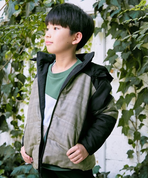 ikka（イッカ）の「フード脱着チェック切り替えブルゾン（110~160cm）（ダウンジャケット/コート・キッズ・グレー/オリーブ・S/M/L/XL/XS）」の4枚目の写真