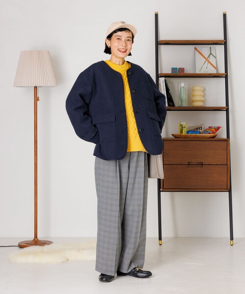 FREAK'S STORE(フリークスストア)の「ノーカラー モッサコート(ノーカラーコート・レディース・ベージュ/ネイビー/チャコールグレー/オフホワイト・フリ-)」の14枚目の写真