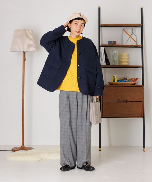 FREAK'S STORE(フリークスストア)の「ノーカラー モッサコート(ノーカラーコート・レディース・ベージュ/ネイビー/チャコールグレー/オフホワイト・フリ-)」の15枚目の写真