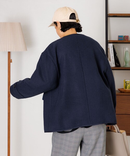 FREAK'S STORE(フリークスストア)の「ノーカラー モッサコート(ノーカラーコート・レディース・ベージュ/ネイビー/チャコールグレー/オフホワイト・フリ-)」の20枚目の写真