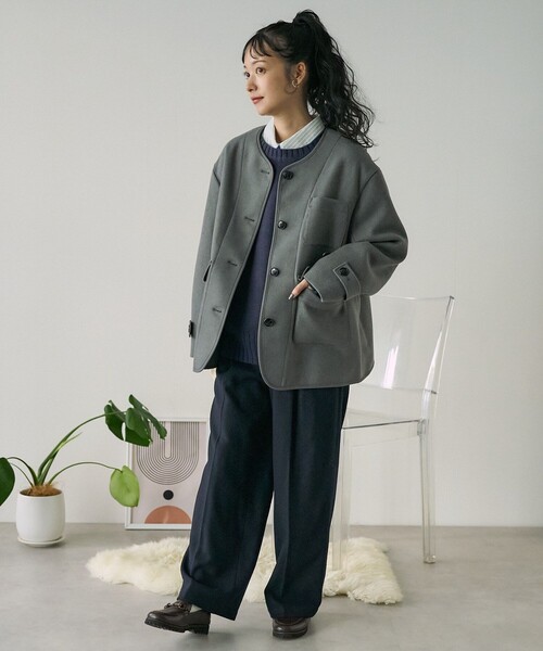 セール】ノーカラー モッサコート（ノーカラーコート）｜FREAK'S STORE