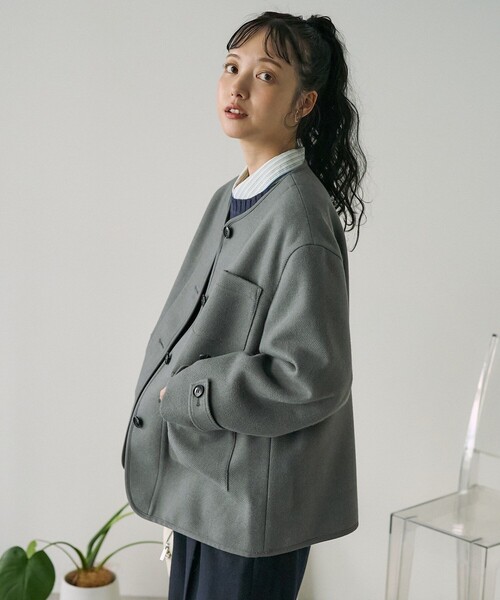 セール】ノーカラー モッサコート（ノーカラーコート）｜FREAK'S STORE
