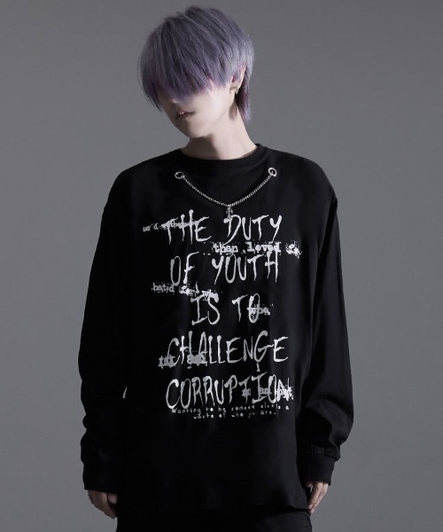 SILVER BULLET（シルバーバレット）の「『SILVER BULLET SELECT AP/シルバーバレットセレクト』ハードグラフィックネックレス付きロンTEE 長袖（Tシャツ/カットソー・メンズ・ブラック系2/ホワイト系2/ブラック系1/ホワイト系1・L/M）」の3枚目の写真