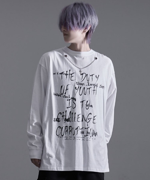 SILVER BULLET（シルバーバレット）の「『SILVER BULLET SELECT AP/シルバーバレットセレクト』ハードグラフィックネックレス付きロンTEE 長袖（Tシャツ/カットソー・メンズ・ブラック系2/ホワイト系2/ブラック系1/ホワイト系1・L/M）」の7枚目の写真