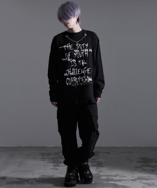 SILVER BULLET（シルバーバレット）の「『SILVER BULLET SELECT AP/シルバーバレットセレクト』ハードグラフィックネックレス付きロンTEE 長袖（Tシャツ/カットソー・メンズ・ブラック系2/ホワイト系2/ブラック系1/ホワイト系1・L/M）」の13枚目の写真