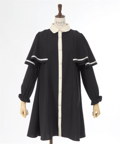 axes femme（アクシーズファム）の「ケープ風クレリックシャツワンピース（ワンピース・キッズ・ブラック/ラベンダー・XXX-LARGE/XX-LARGE）」の20枚目の写真