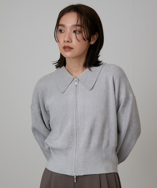 NERGY（ナージー）の「melting ニットポロクロップド丈カーディガン（カーディガン/ボレロ・レディース・ライトグレー/ブラック/サックスブルー・FREE）」の21枚目の写真