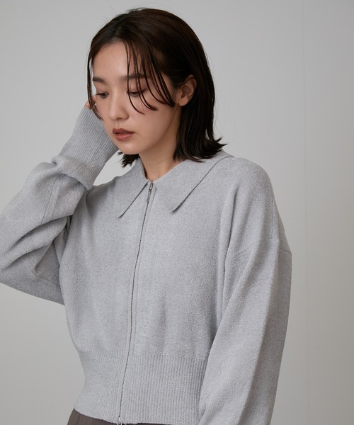 NERGY（ナージー）の「melting ニットポロクロップド丈カーディガン（カーディガン/ボレロ・レディース・ライトグレー/ブラック/サックスブルー・FREE）」の22枚目の写真