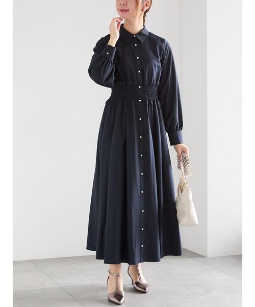 Te chichi(テチチ)の「ウエストシャーリングシャツワンピース(ワンピース・レディース・ネイビー/ベージュ・F)」の9枚目の写真
