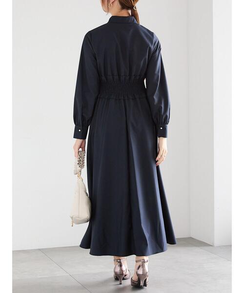 Te chichi(テチチ)の「ウエストシャーリングシャツワンピース(ワンピース・レディース・ネイビー/ベージュ・F)」の4枚目の写真