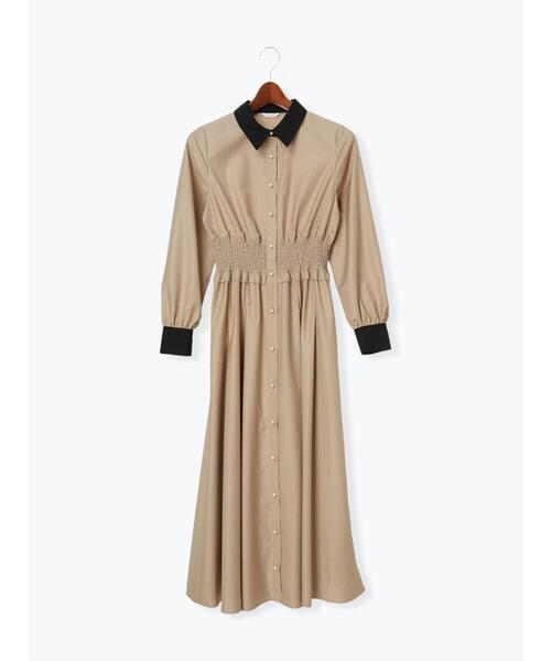 Te chichi(テチチ)の「ウエストシャーリングシャツワンピース(ワンピース・レディース・ネイビー/ベージュ・F)」の14枚目の写真