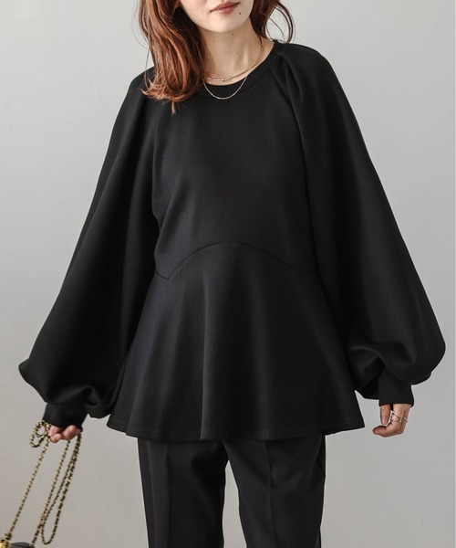 AMELY（エミリー）の「ラグランスリーブ ペプラムトップス（その他トップス・レディース・ブラック/ホワイト/杢グレー・フリー）」の11枚目の写真