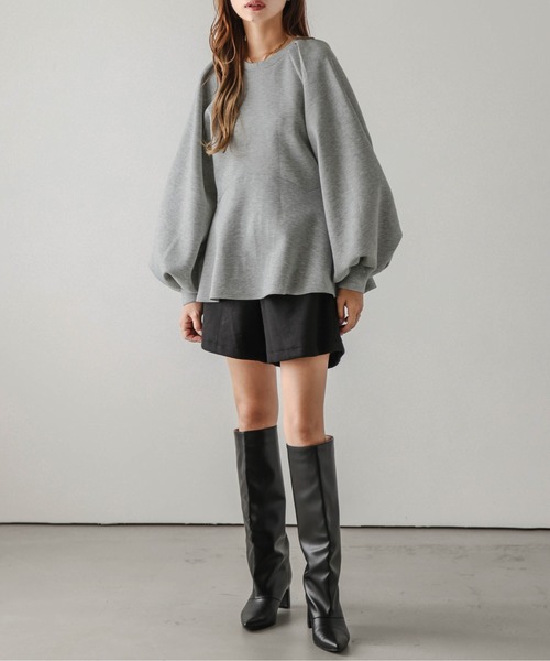 AMELY（エミリー）の「ラグランスリーブ ペプラムトップス（その他トップス・レディース・ブラック/ホワイト/杢グレー・フリー）」の13枚目の写真