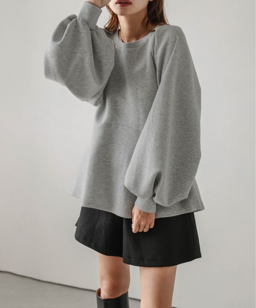 AMELY（エミリー）の「ラグランスリーブ ペプラムトップス（その他トップス・レディース・ブラック/ホワイト/杢グレー・フリー）」の16枚目の写真