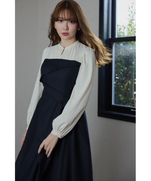 Bicolor Draped Dress（ワンピース）｜Her lip to（ハーリップトゥー