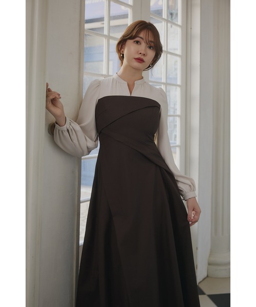 ワンピース herlipto Bicolor Draped Dress S Bicolor Draped Dress（ワンピース）｜Her lip to（ハーリップトゥー