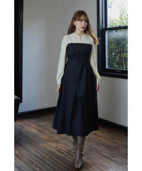 herlipto Bicolor Draped Dress S 新品 Bicolor Draped Dress（ワンピース）｜Her lip to（ハーリップトゥー