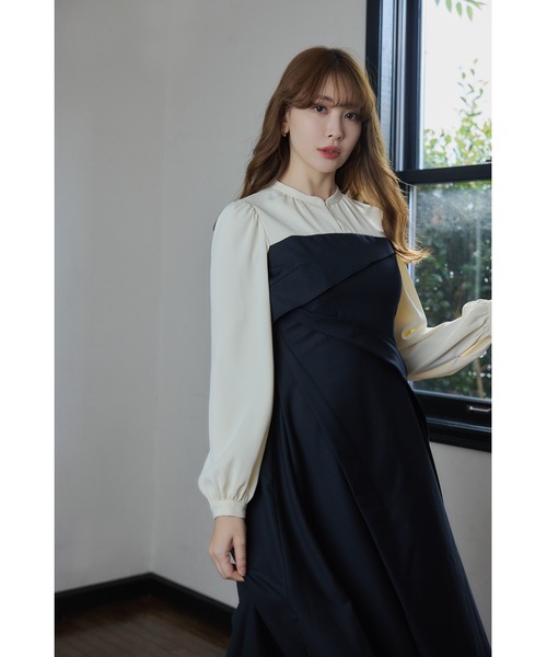 Bicolor Draped Dress（ワンピース）｜Her lip to（ハーリップトゥー