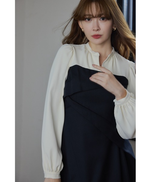 Bicolor Draped Dress（ワンピース）｜Her lip to（ハーリップトゥー