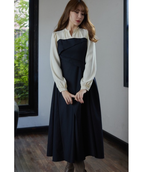 Bicolor Draped Dress（ワンピース）｜Her lip to（ハーリップトゥー