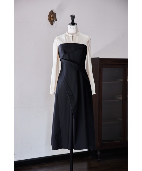 Bicolor Draped Dress（ワンピース）｜Her lip to（ハーリップトゥー