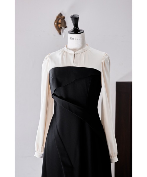 Bicolor Draped Dress（ワンピース）｜Her lip to（ハーリップトゥー