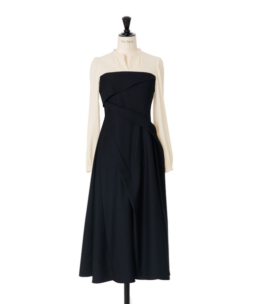 ワンピース Herlipto Bicolor Draped Dress M Bicolor Draped Dress（ワンピース）｜Her lip to（ハーリップトゥー