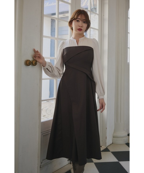 Bicolor Draped Dress（ワンピース）｜Her lip to（ハーリップトゥー