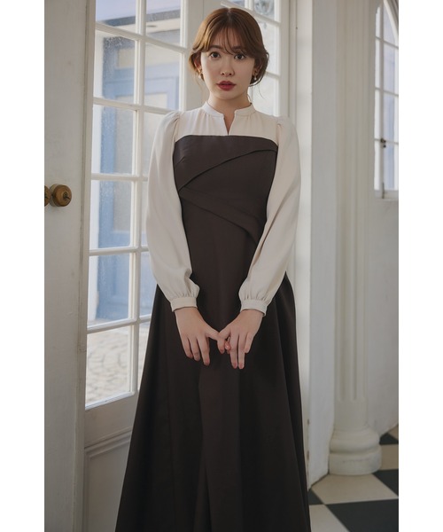 Bicolor Draped Dress（ワンピース）｜Her lip to（ハーリップトゥー