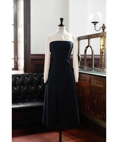 Bicolor Draped Dress（ワンピース）｜Her lip to（ハーリップトゥー