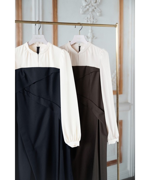 Bicolor Draped Dress（ワンピース）｜Her lip to（ハーリップトゥー