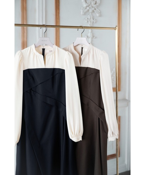 Bicolor Draped Dress（ワンピース）｜Her lip to（ハーリップトゥー