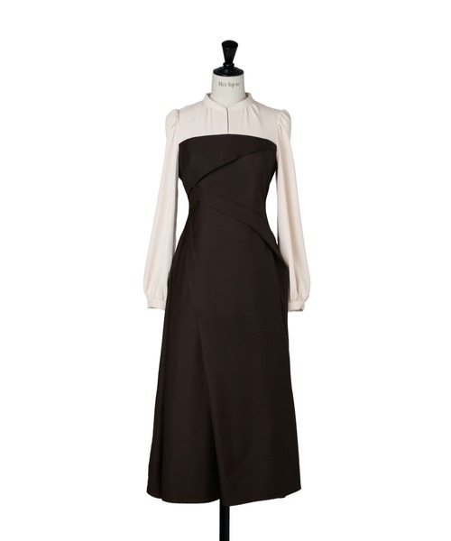 ワンピース Herlipto Bicolor Draped Dress M Bicolor Draped Dress（ワンピース）｜Her lip to（ハーリップトゥー