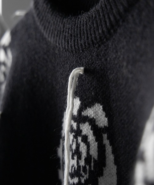 me+em select(ミームセレクト)の「※※【 3color 】バラジャガードフリンジビッグシルエットニット / rose jacquard fringe big silhouette knit(ニット/セーター・レディース・グレー/ホワイト/ブラック・FREE)」の14枚目の写真