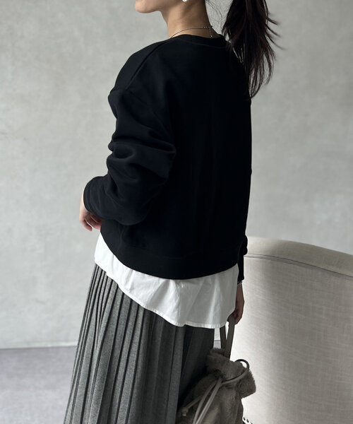 Chez toi（シェトワ）の「レイヤード裏起毛プルオーバー（スウェット・レディース・ブラック/ブラウン/ネイビー・FREE）」の14枚目の写真