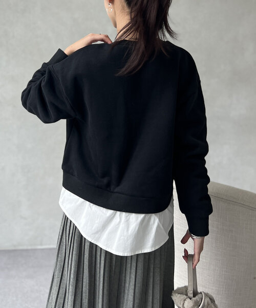 Chez toi（シェトワ）の「レイヤード裏起毛プルオーバー（スウェット・レディース・ブラック/ブラウン/ネイビー・FREE）」の15枚目の写真