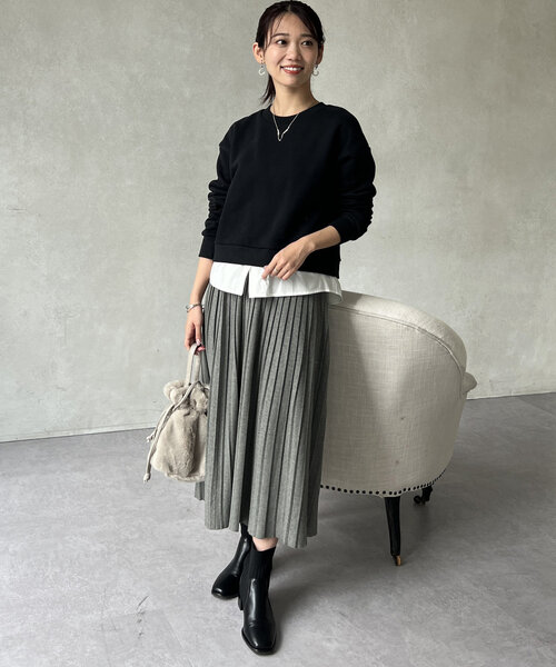 Chez toi（シェトワ）の「レイヤード裏起毛プルオーバー（スウェット・レディース・ブラック/ブラウン/ネイビー・FREE）」の18枚目の写真