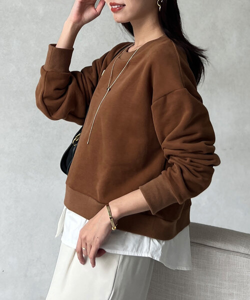 Chez toi（シェトワ）の「レイヤード裏起毛プルオーバー（スウェット・レディース・ブラック/ブラウン/ネイビー・FREE）」の20枚目の写真