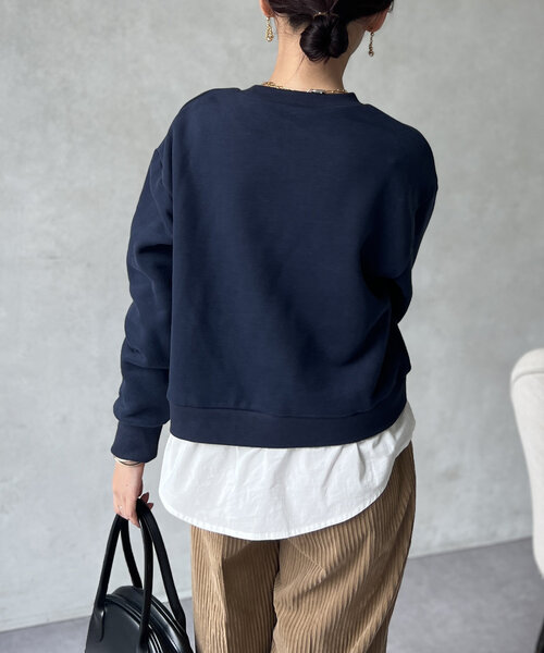 Chez toi（シェトワ）の「レイヤード裏起毛プルオーバー（スウェット・レディース・ブラック/ブラウン/ネイビー・FREE）」の5枚目の写真