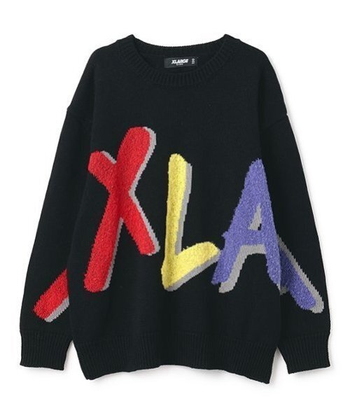 XLARGE KIDS（エクストララージキッズ）の「ビッグロゴニットプルオーバー（ニット/セーター・キッズ・ブラック/ホワイト・90cm/100cm/110cm/120cm/130cm/140cm）」の2枚目の写真