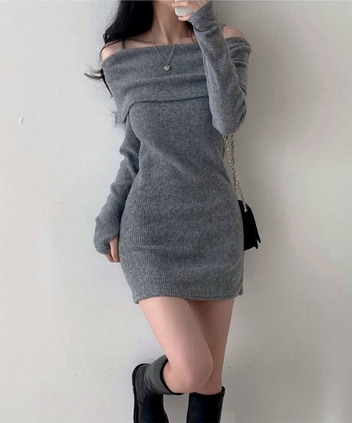 Jasmine Grandiflorum(ジャスミングランディフローラム)の「【Jasmine】オフショルミニワンピース(ワンピース・レディース・ブラック/グレー・FREE)」の7枚目の写真