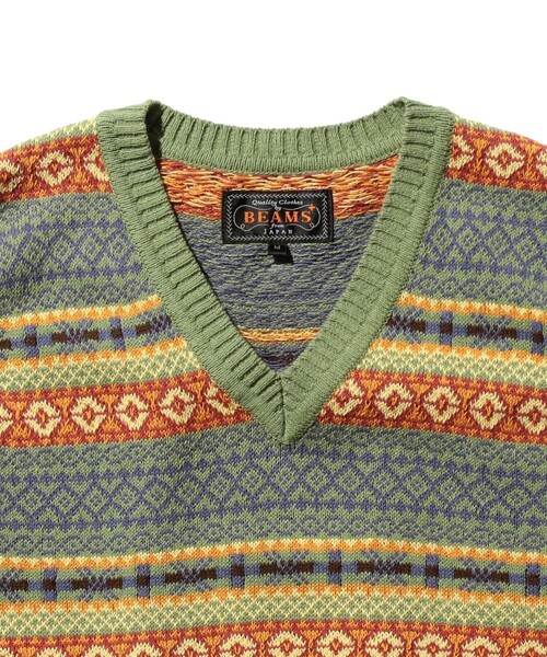 BEAMS PLUS(ビームスプラス)の「リネン フェアアイル ベスト(ベスト・メンズ・ベージュ/ネイビー/カーキ/グリーン・L/M/S)」の10枚目の写真