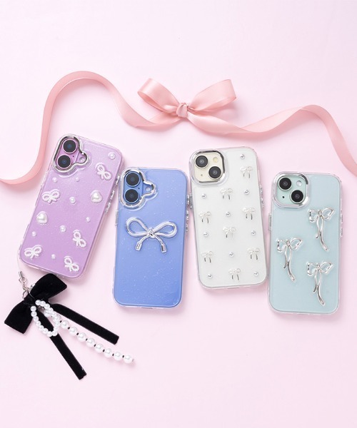 Hamee（ハミィ）の「iPhone 17/17Pro/16/16Pro/15/14/13専用 PHONEAR リボン iPhone ケース（スマホケース/カバー・レディース・シルバー系その他3/シルバー系その他4/シルバー系その他2/ホワイト×シルバー・iPhone 13/14/15/iPhone 16/iPhone 16 Pro/iPhone 17/iPhone 17 Pro）」の17枚目の写真