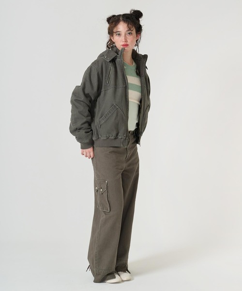 TINA：JOJUN（ティーナジョジュン）の「ジップアップフード付き ボンバージャケット TINA：JOJUN（その他アウター・レディース・チャコール/ピンク系その他/ライトグリーン・M）」の22枚目の写真