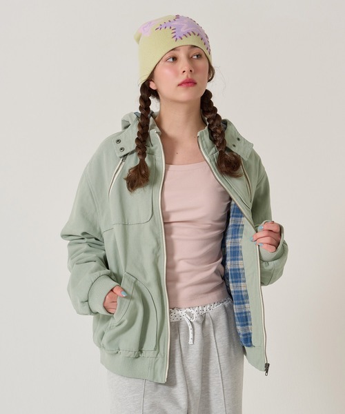 ジップアップフード付き ボンバージャケット TINA：JOJUN TINA：JOJUN（ティーナジョジュン） コート アウター ジップアップ