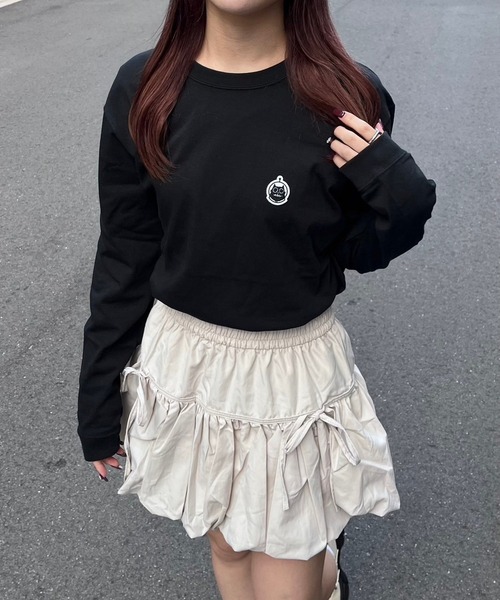 merrylatte(メリーラテ)の「HICAT Hi-LONGT【R】(Tシャツ/カットソー・レディース・ブラック/ホワイト・MEDIUM/LARGE)」の3枚目の写真