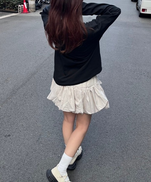 merrylatte(メリーラテ)の「HICAT Hi-LONGT【R】(Tシャツ/カットソー・レディース・ブラック/ホワイト・MEDIUM/LARGE)」の6枚目の写真