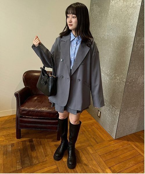 Mi-je(ミジェ)の「ルーズシャツ【韓国ファッション】(シャツ/ブラウス・レディース・ブルー/オフホワイト・F)」の15枚目の写真