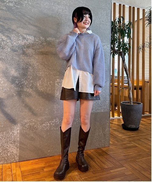 Mi-je(ミジェ)の「ルーズシャツ【韓国ファッション】(シャツ/ブラウス・レディース・ブルー/オフホワイト・F)」の16枚目の写真