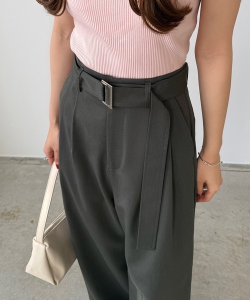 ESCADA ★ Thlesia ヴァージンウール パンツ ISPARTA - WIDE SILHOUETTE SUMMER WOOL TUCKED TROUSERS
